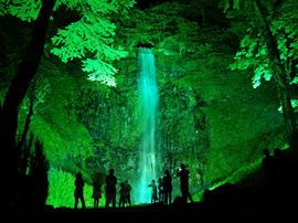 玉簾の滝 ライトアップ 写真